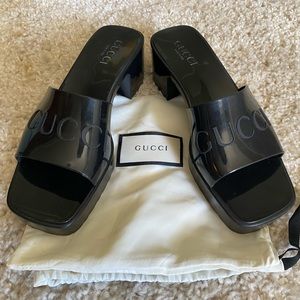 Gucci Black Rubber Slide Sandal size 38, (8.5 US)